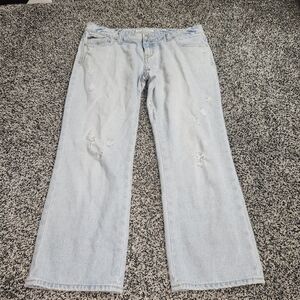 Y2K 2000s 90's Aeropostale Crop Jeans Womens 9/10, Lightwash Destressed Boho‎